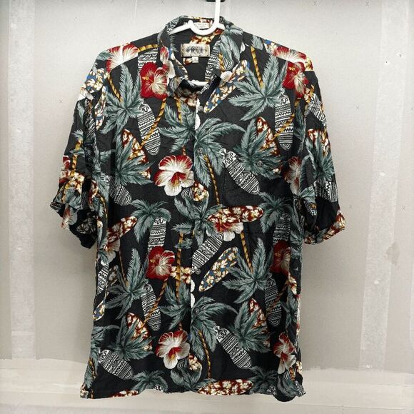 Vintage Campia Mens Hawaiian Camp Floral Palm Tree Surfboard Mens Size M EUC - Picture 1 of 5